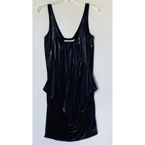 DIANE von FURSTENBERG DVF Lesley Black Liquid Jersey Sleeveless Shift Dress - Picture 2 of 10